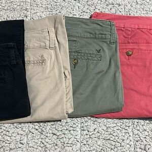 American Eagle - size 2 long skinny - Black, Tan, Army Green, Peach-ish, Gray